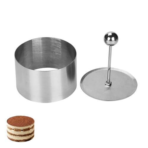 Kuchenringe 6cm, Runde Reisbällchenform aus Edelstahl, Onigiri-form, Tiramisu-form zum Selbermachen, Kuchenringform mit Pressdeckel zum Backen Und Kochen in Der Küche