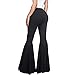 GUOLEZEEV Women High Waisted Flare Pants Solid Color Fashion Pleated Bell Bottoms S