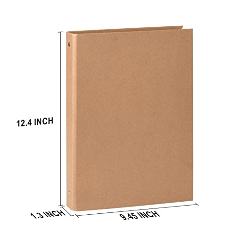A4 Kraft Binder 3-Holds Round Ring Binder 2 Pack, Durable Binding Hard Cover Protector For Journal,Notebook,Inserted Sheets And Refill Paper,Fit For A4 3-Hole Paper,Holds 200 Sheets Capacity (A4 Size) #TOP4