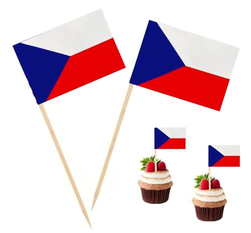 100 Pcs Czech Republic Flag Czech Republic Toothpick Flags, Cocktail Picks Mini Stick Cupcake Toppers Country Picks Party Decoration Celebration Cocktail Food Bar Cake Flags ﻿