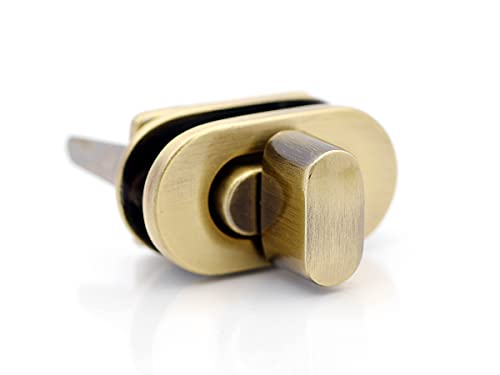 CRAFTMEMORE 1 Inch Twist Lock Oval Purse Turn Locks Bag Closure Purse Making Accessories 2 Pack SC37 (Brushed Brass)