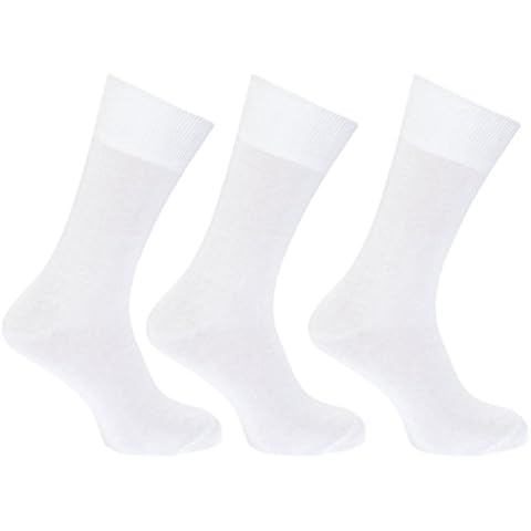 3 Pairs Ladies/Girls Cotton Rich Non Elastic Comfort Socks with Lycra by Aler/Available in 6 colours/UK 4-6 Eur 35-41 (White) Cover