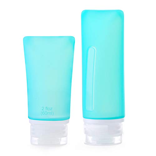 MKNzone 5 pcs Flacon en Silicone Bouteilles de Voyage Silicone Contenant Cosmetique Vide Contenant pour Crème Shampooing Lotion Gel Douche, sans BPA TSA Aéroport Approuvés(89ml + 60ml)#3