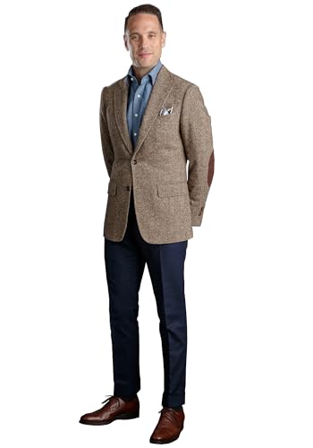 Mens Brown Blazer Vintage Tweed Check Classic Business Leisure Tuxedo Prom Groom Wedding Dress Outfit Suits