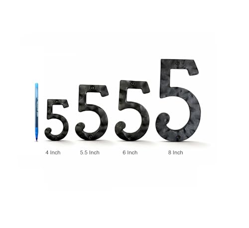 Image of NACH House Numbers for Outside, 5.5 inch Black Address Numbers for House - Number 1 - Rustic Numbers for Outside with Mounting Hardware