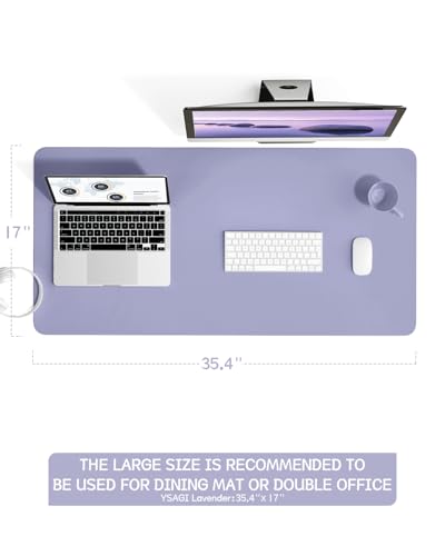 Image of YSAGi Non-Slip Desk Pad,Mouse Pad,Waterproof PVC Leather Desk Table Protector,Ultra Thin Large Desk Blotter, Easy Clean Laptop Desk Writing Mat for Office Work /Home /Decor(Lavender, 35.4 inch x 17 inch)