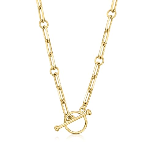 Ross-Simons 18kt Gold Over Sterling Charm-Compatible Paper Clip Link Toggle Necklace4