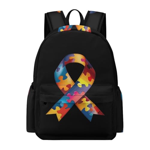 Autism Awareness Ribbon Mini Backpack Cute Shoulder Bag Small Laptop Bag Travel Daypack for Men Women