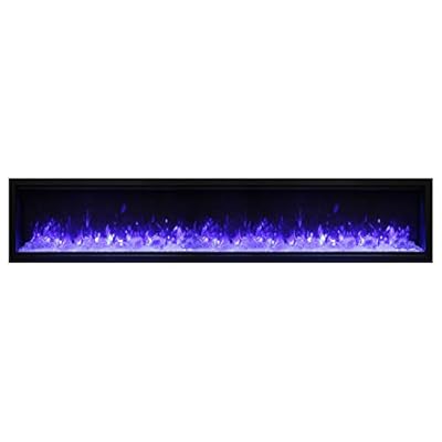 Amantii Symmetry Extra Tall Built-In Electric Fireplace with Black Steel Surround and ICE Media (SYM-100-XT-Fi-109-Diamond), 100-Inches