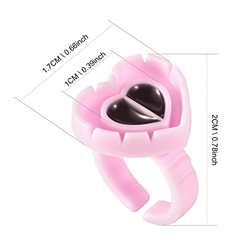 Embagol 100 Pcs Glue Rings Smart Glue Cups Lash Glue Holder Heart Glue Cups Lash Glue Rings Fanning Blossom Cups For Eyelash Extensions Pink #TOP2