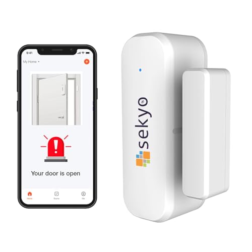 Image of Sekyo WiFi Smart Door Alarm Sensor | Wireless Magnetic Home Security System with Real-Time App Notifications | Easy Installation | Smart WiFi Connectivity for Door & Window (Pack of 2)