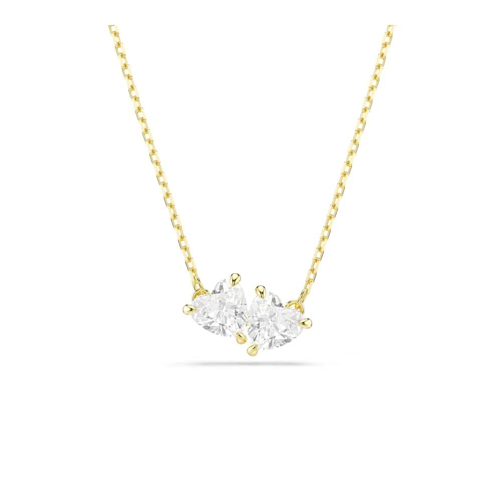 Swarovski Mesmera Necklace, Clear Heart-Cut Crystals in a Gold-Tone Finished Setting, Part of the Mesmera Collection