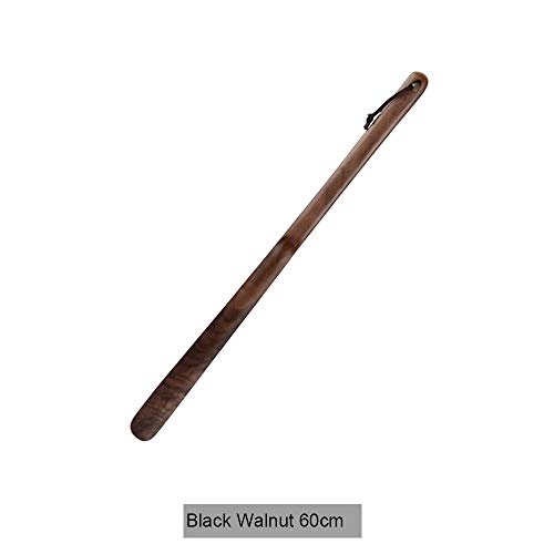 HYJ Calzador de Madera de Mango Largo Cuerno de Zapatos Calzador de Madera para Hombres, Mujeres, niños, Adultos Mayores, Embarazo (Nogal Negro),NO1(60cm)