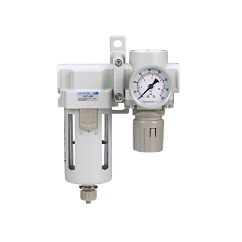 Pneumaticplus Sau420-N06G Compressed Air Filter Regulator Combo 3/4" Npt - Poly Bowl, Manual Drain, Bracket, Gauge #TOP1