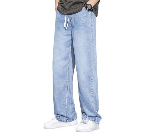 Men's Y2K Straight-Leg Jeans Baggy Casual Fashion Retro Daily Drawstring Denim Pants Street Style Harajuku Clothing