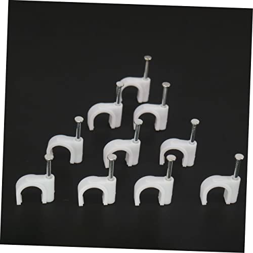 Plastic round Cable Wire Clips 300Pcs for Cable Management White | Hardened Nails, Corrosion-Free Plastic Build, for RJ45 and Electrical Cable Use, Office and Outdoors miniatura 2