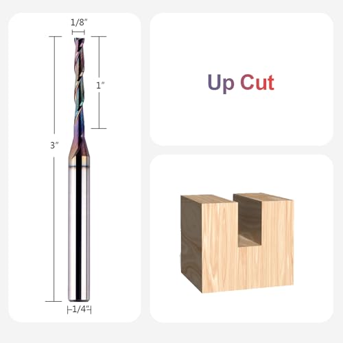 Image of SpeTool Upcut Spiral Router Bit 1 /8 Inch Cutting Diameter 1 /4 Inch Shank, Extra Long 3 Inch Extreme Tool Life Coated Solid Carbide CNC Wood Plunge Router Bits