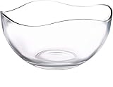 Circleware 55643 Wavy Glass Mixing Bowl, Home and Kitchen Serving Fruit Decoration Dish Glassware for Salad, Punch Beverage, Ice Cream, Dessert, Food, Best Selling Gifts, Large 10