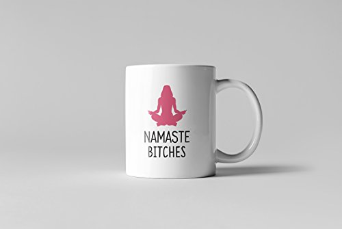 Namaste Bitches Mug - Yoga Mug - Meditation Mug - Middle Finger Mug - Funny Mug - 11Oz Coffee Mug Cup By Monkey Duo #TOP2