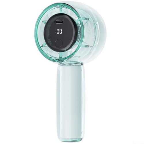 Pumixiy Turbo LED de mano de cuerpo transparente con alimentación digital y ventilador USB ajustable de 100 velocidades, ventilador de refrigeración ligero para viajes al aire libre (verde)