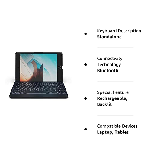 Zagg Folio - Bluetooth Tablet Keyboard - Backlit With 7 Colors - Made For Apple Ipad Mini 5 (7.9") - Charcoal #TOP5