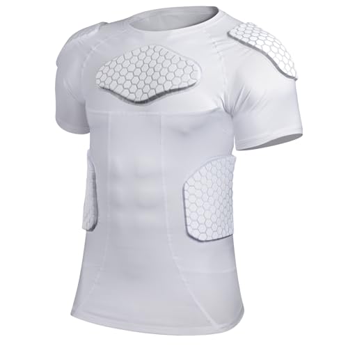 Eicolorte Youth Baseball Padded Shirt with Rib Guards Compression Shirt Men Football Shirt with...