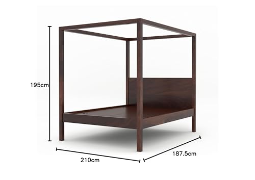 Image of Sheesham Solid Wood King Size Charlie Poster Bed for Home| Beautiful Bedroom (King, Charlie)
