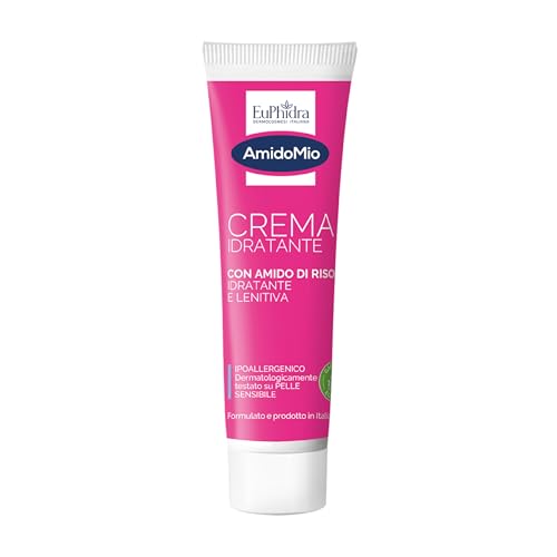Euphidra - AmidoMio Crema Idratante con Amido di Riso e Acido Ialuronico, per un'Idratazione Profonda della Pelle, Texture Leggera, Azione Lenitiva e Rinfrescante, Flacone 50ml, Packaging May Vary