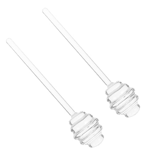 Unomor 2pcs Honey Stirrer Honey Stirring Spoon Honey Dipper Mini Scoops Honey Stirring Sticks Syrup Spoon Stick Wear-resistant Honey Stick Drizzle Honey Stick Glass Transparent re-usable