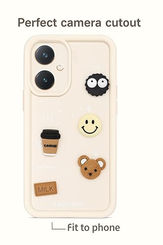 Image of COLORflow Back Cover Compatible with Vivo Y27 4G | Cute Fun Cartoon 3D Ball Coffee Silicone Case (White) | Designer Camera and Body Protected Back Cover