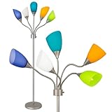 LIGHTACCENTS Adjustable Modern Floor Lamp Multihead Stand up Lamp Bedroom Light with 5- Head Positionable Multicolor Acrylic Reading Shades 5 arm Room Light (Grey)
