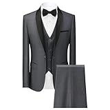 Conjunto de Traje de Novio para graduación, Esmoquin para Hombre, Corte Entallado, Solapa Chal, 3 Piezas, Chaqueta, Chaleco, Pantalones, Ropa Formal Boda, Gris Oscuro, Talla 5XL
