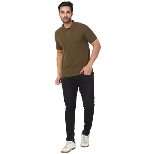 Image of Parx Men's Regular Fit Solid Pattern Polyester Blend Half Sleeve Polo Neck Casual T-Shirt