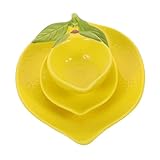 HOLIDYOYO 3 piezas Platos y Cuencos de Cerámica Forma de Limón Vajilla Decorativa para Frutas y Aperitivos Diseño para Mesa Moderna y Fiestas