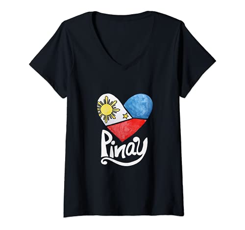 Damen Pinay sining ng filipino Filipino Pride art Philippines T-Shirt mit V-Ausschnitt