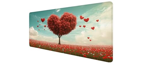 Alfombrilla Ratón XXL de 800x400 mm para escritorio de PC con diseño de árbol y bordes cosidos