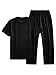 JMIERR 2 Piece Set for Men Short Sleeve Shirt & Loose Pants Textured Tracksuit Walking Suits 2026 Drawstring Outfits,XL,Black