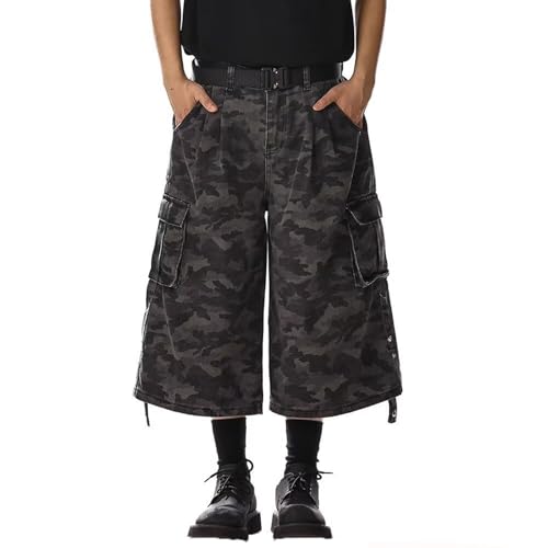 Short en jean pour homme coupe 3/4 rétro à taille haute confortable