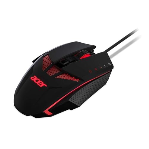 Acer Nitro Gaming Maus (4.000 DPI, anpassbar mit sechs Stufen und acht Tasten inkl. Burst Fire) rot/schwarz