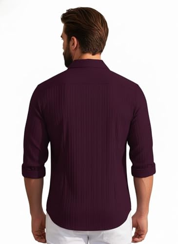 Image of Amazon Brand - INKAST Men's Casual Button Down Shirts Long Sleeve Linen Shirt Fashion Textured Beach Summer Shirt