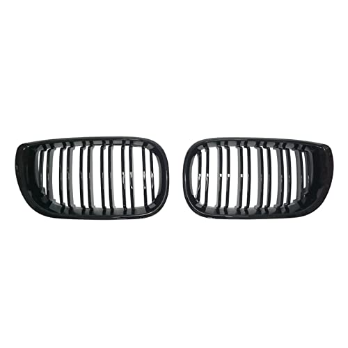 Funiur Rejillas Delanteras para B&MW Serie 3 E46 2002 2003 2004 2005, Accesorios, Pieza de Repuesto, Parrillas Delanteras de Coche, Rejilla de Carreras Negra Brillante, 2 líneas
