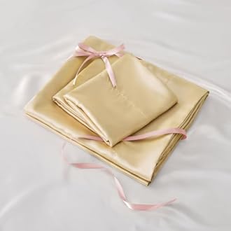 BEDELITE Satin Sheets Twin Size Bed Set, Luxury Soft Champagne Silky Sheets for Hair and Skin, Similar to Silk Bed Sheets Set 3 Pieces with 1 Deep Pocket Fitted Sheet, 1 Flat Sheet, and 1 Pillowcase