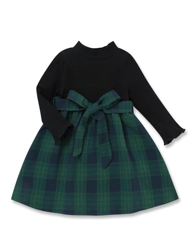 Toddler Girl Dress Long Sleeve Ruffle Plaid Dress Toddler Girl Winter Dress