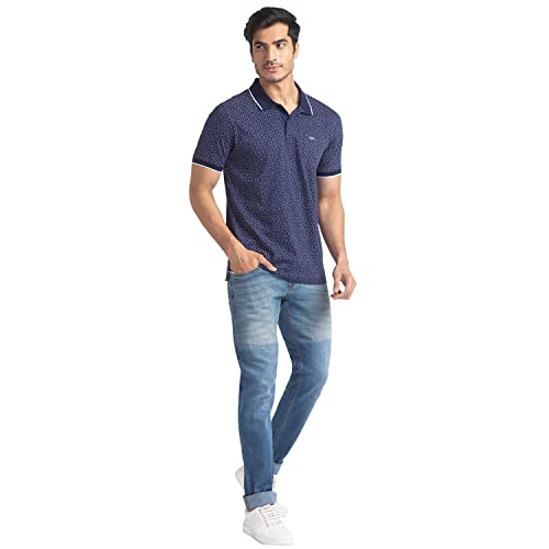 Image of Colorplus Men's Pure Cotton Print Pattern Tailored Fit Polo Neck Half Sleeve Casual T-Shirt
