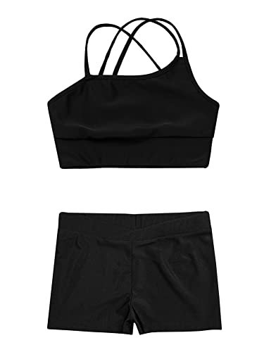 CHICTRY Kids Girls 2 Piece Dance Outfits Sleeveless Crop Top and Shorts Set Gymnastics Yoga Sportwear Swimming Swimwear3
