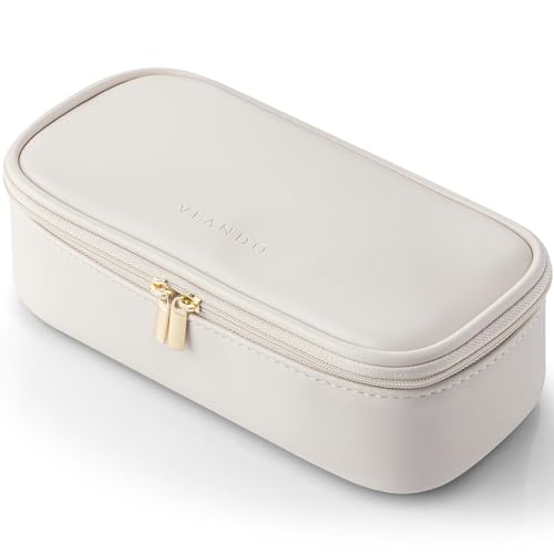 Vlando Travel Makeup Bag,Small Makeup Pouch Cosmetic Bag for Women Makeup Organizer Bag Gifts for Women Girlfriend Teacher Mom Brithday Gifts-White 01