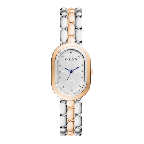 Image of Carlton London Women Cecil Analog Watch, Oval Dial, Stainless Steel Strap, Quartz Movement, 30M Water Resistant, Casual Wear