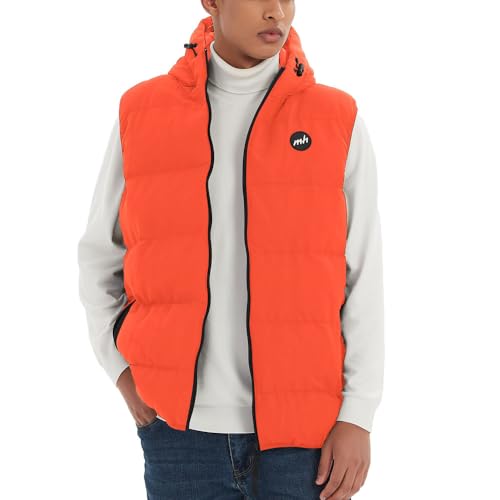 MADHERO Men's Puffer Vest with Hood Water-Resistant Puffy Vests Outerwear Sleeveless Jacket