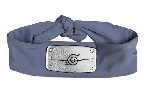 Bioworld Naruto Headband Naruto Shippuden Leaf Village Sasuke Uchiha Costume Anime Accessories For Men and Women Grey Headband