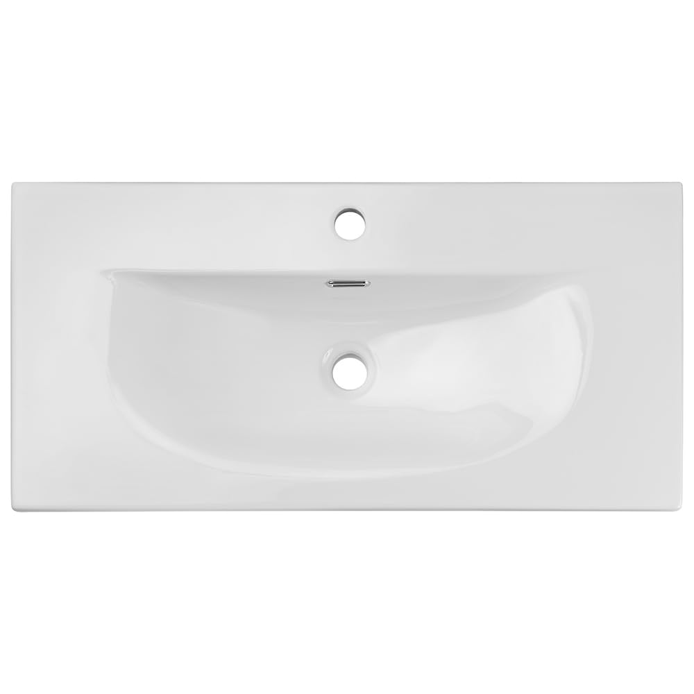 Lomadox Lavabo da bagno, 80 cm, con lavabo in ceramica, cashmere, parte anteriore scanalata